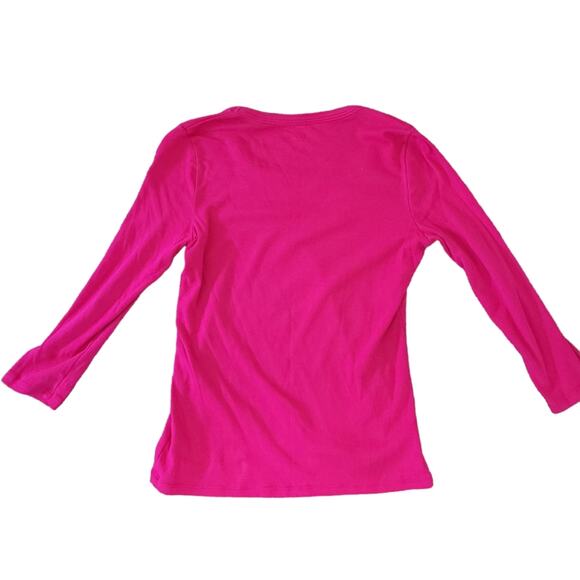 Talbots 100% Pima Cotton Top Size P Petite Hot Pink Raspberry - Picture 2 of 3
